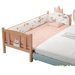 HXL-cama de empalme de madera maciza completa para niños, ensanchada, pequeña, empalme