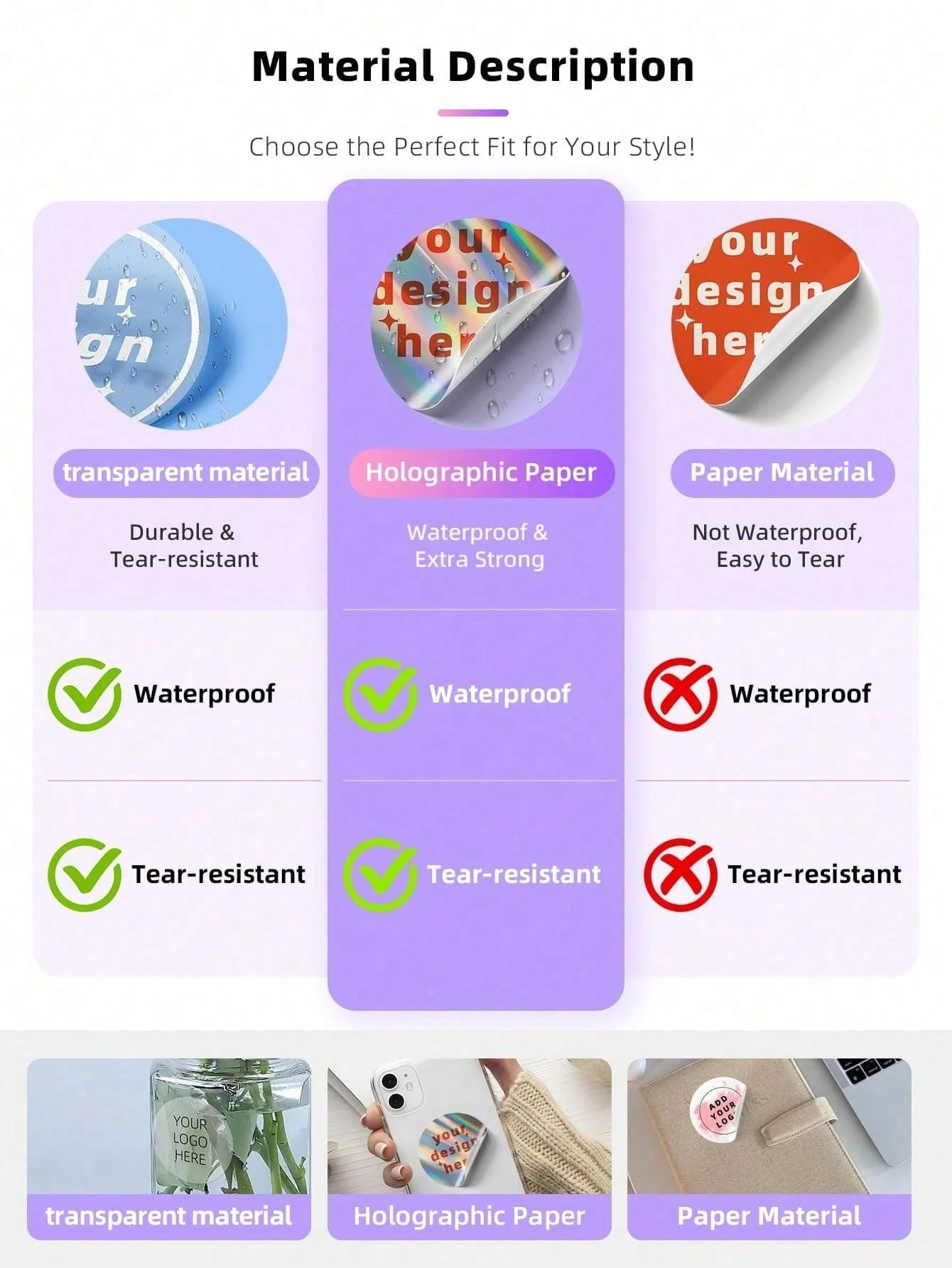 1~192pcs Name Stickers Waterproof Vinyl -5*1CM Cute Custom Labels for Kids School Supplies/College Dorm Organization/Sports Gear