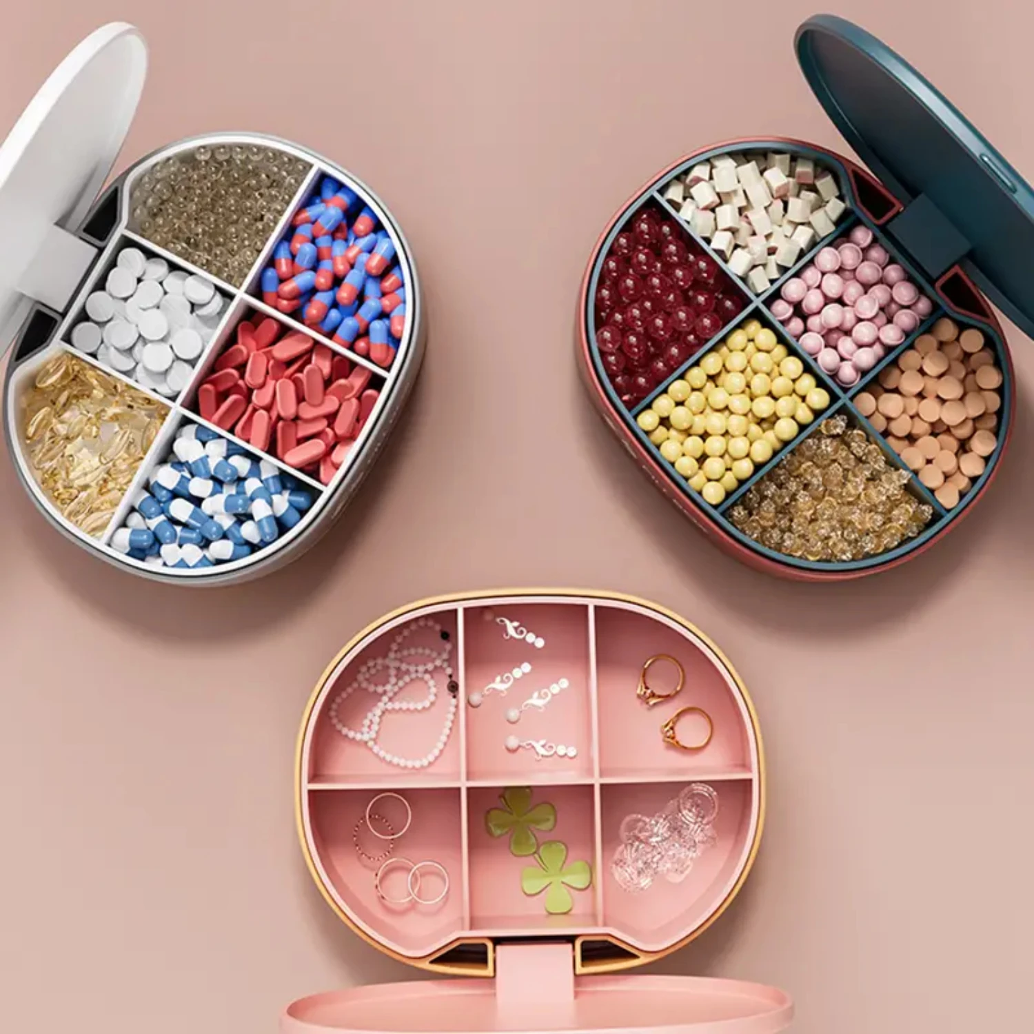 

1pc Portable Pill Box For Traveling, Multi-Grid Sealed Pill Box, Candy Box, Multi-Compartment Waterproof Pill Box