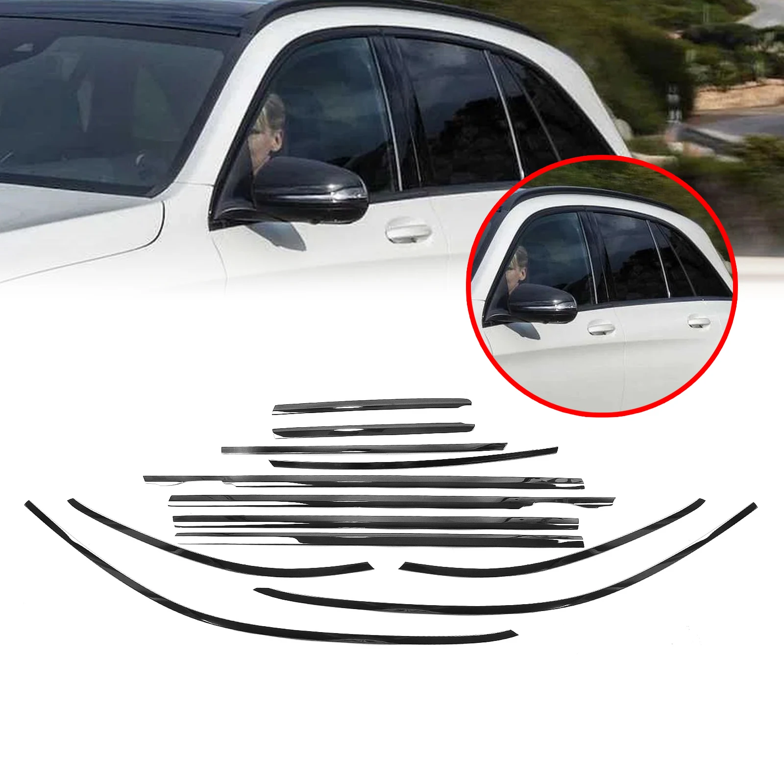 For Mercedes Benz X253 GLC Class 2016-2022 SUV Exterior Window Frame Trim Strip Gloss Black Seal Molding Weatherstrip Styling