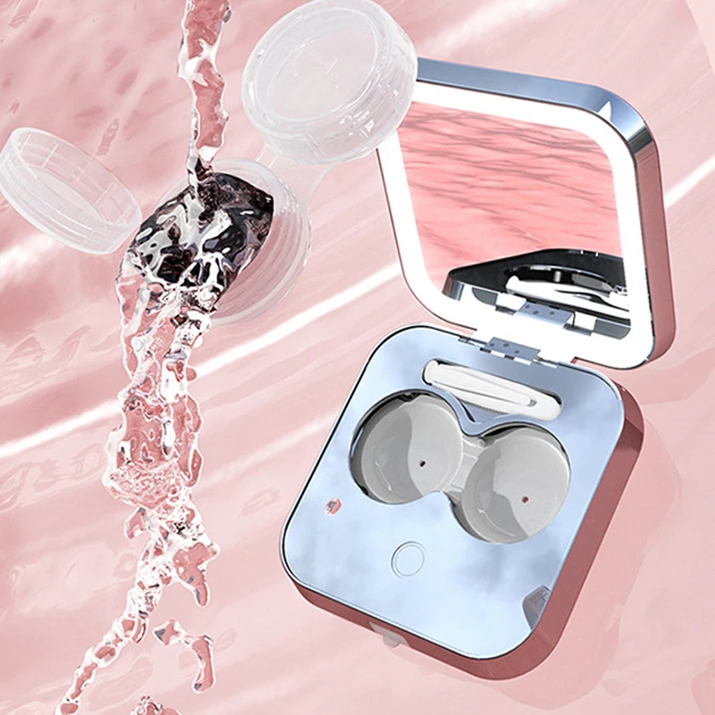 Ultrasonic Cleaner Mini Contact Lens Cleaning Machine Cleaning Case Colored Contact lenses 47000Hz Washing Case with LED Lights