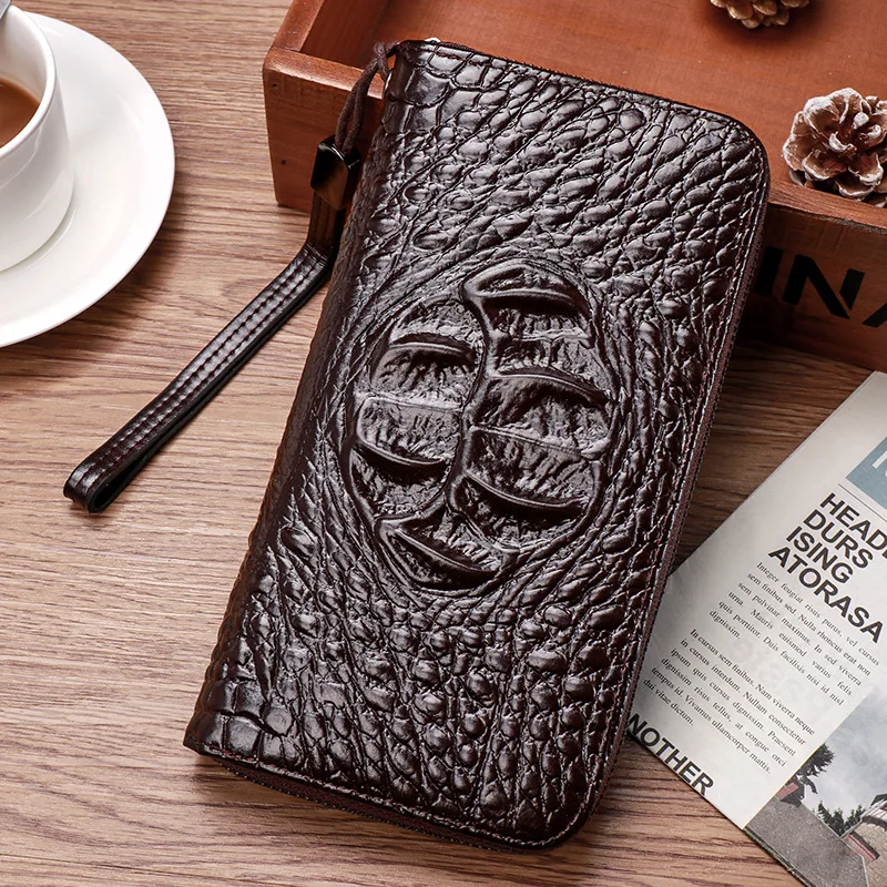 

Модный мужской длинный кошелек на молнии — деловой и повседневный европейско-американский стиль, большая вместимость, крокодиловый узор, отделения для нескольких карт