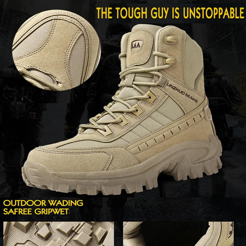 

Men's Tactical Hiking Boots, Shock-absorbing Non-slip Desert Boot, Winter Outdoor Camping Trekking Shoes