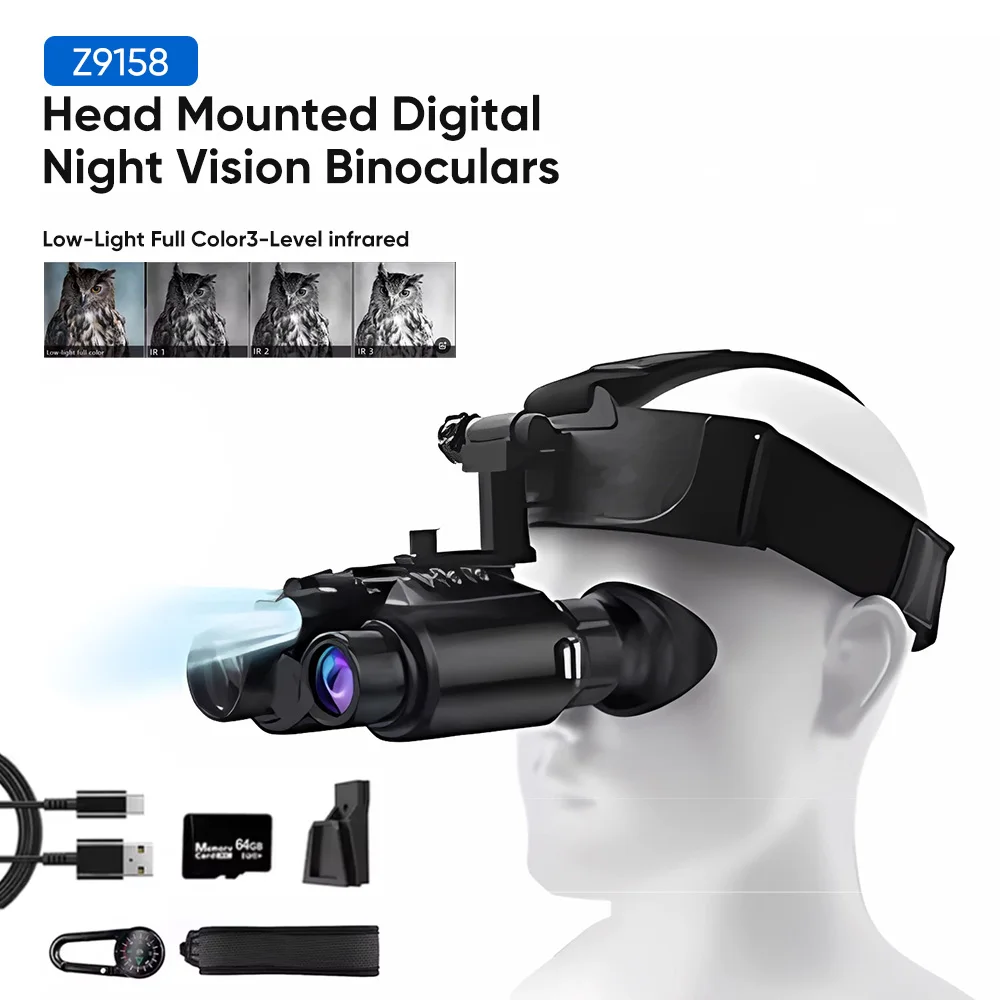 Lunettes infrarouges pour la chasse, la pêche de nuit, le feu de forêt, Vision nocturne 4K, Zoom numérique 8X, 600m, 3500mAh, pour adultes