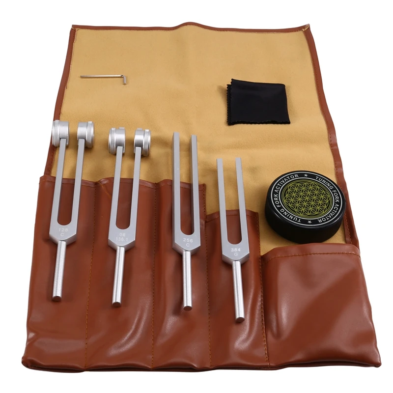 Tuning Forks for Healing Set 128Hz, 136.1Hz, 256Hz, 384Hz & Activator for Healing , Sound Therapy , Keep Body A-A57M