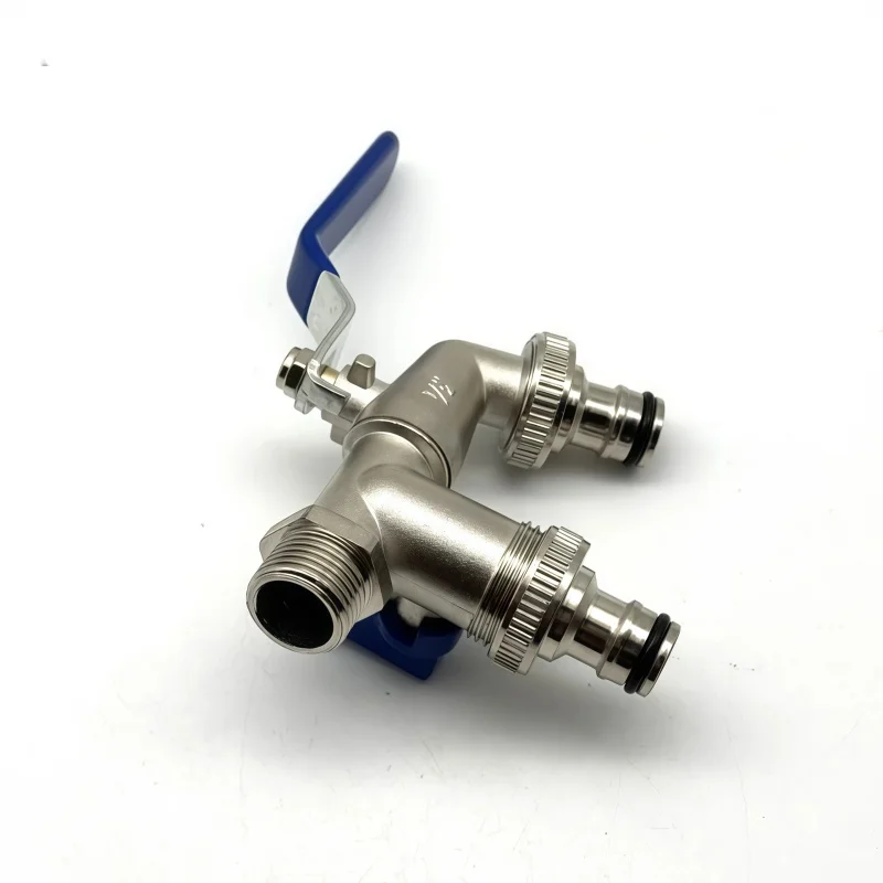 Double Head Water Faucet Garden Irrigation Garden Watering Valve Switch Washing Machine Accessory Thread Alloy Sink Tap