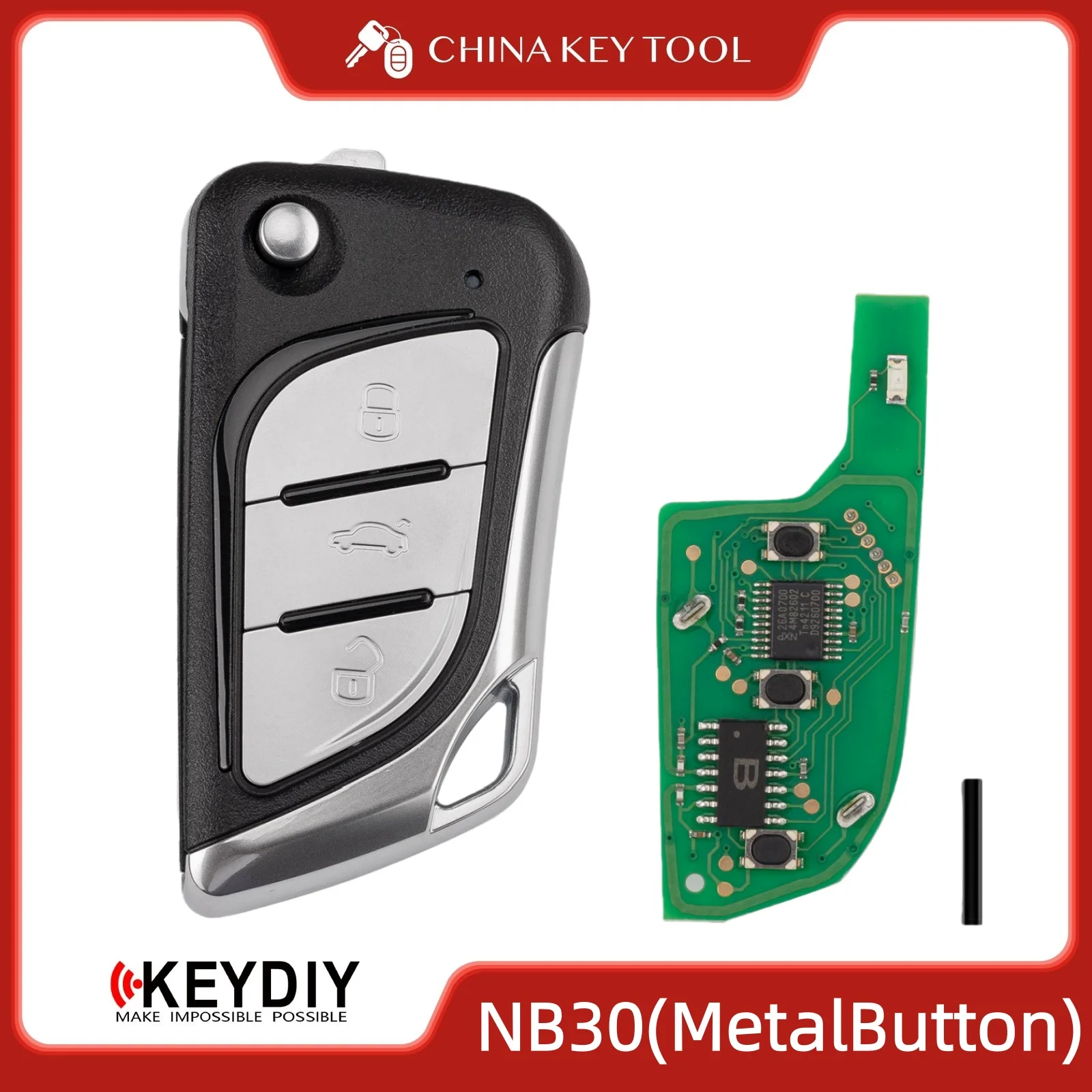 

KEYDIY KD NB30-3 Universal Flip Remote Key 3 Buttons Metal Buttons Compatible Replacement