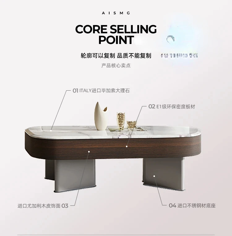 

Italian Living Room Light Luxury and Simplicity Small Apartment Designer Model Fashionable High-End Marble Tea Table