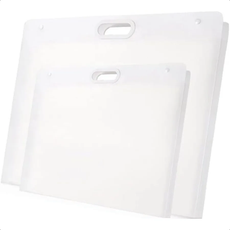

2pcs Plastic Art Portfolio Bag 17.32x13.22inch and 12.99x11inch Arts Storage Case for Diamond Painting Drawing Container Artwor