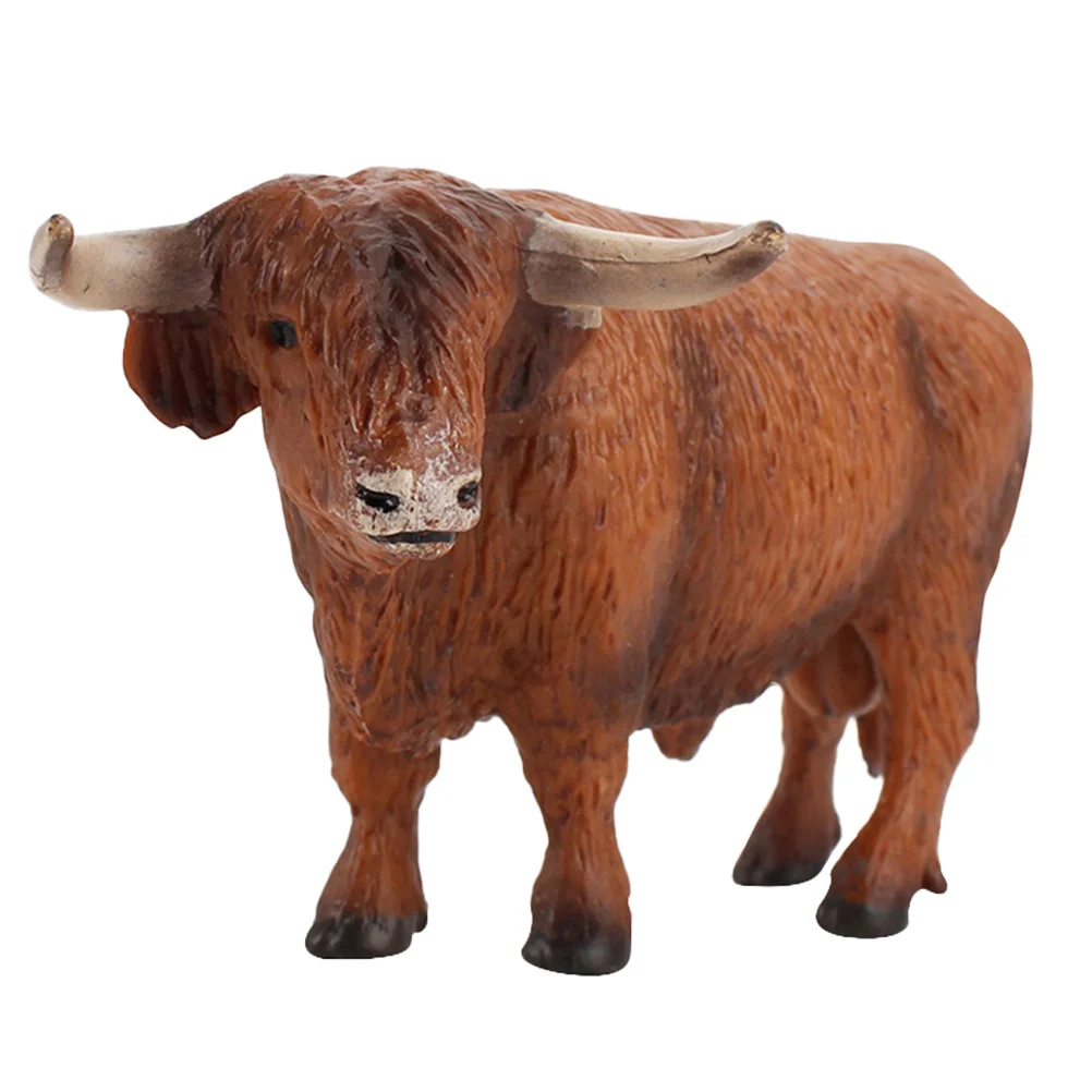 Simulation Animal Cattle Highland Cow Model Childrens Toys Dining Table Adorable