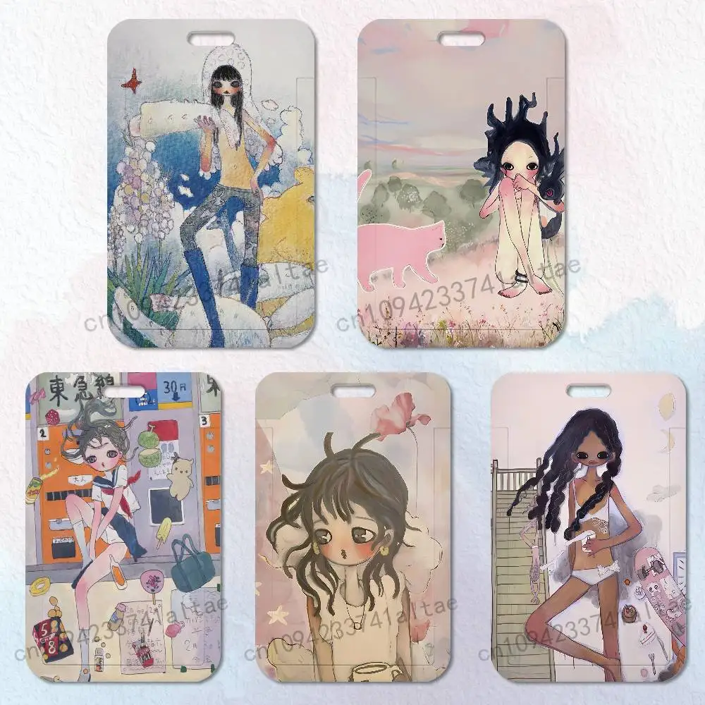 

A-Aya T-Takano Art Badge Holder Pass Bus Work Card Cover Chest Pocket Students Card Holder Small Gift