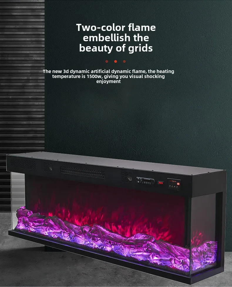European Style Electric Fireplace Three-Sided Flame Simulation Built-In  Speaker Insert Installation Household Hotel