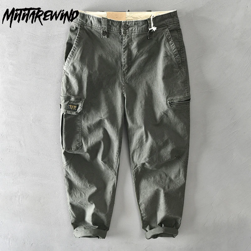 

2024 Spring Autumn New Man Pants Japanese Style Gray Cargo Pants Cotton Mid Waist Casual Loose Designer Pants Fashion Male Pants