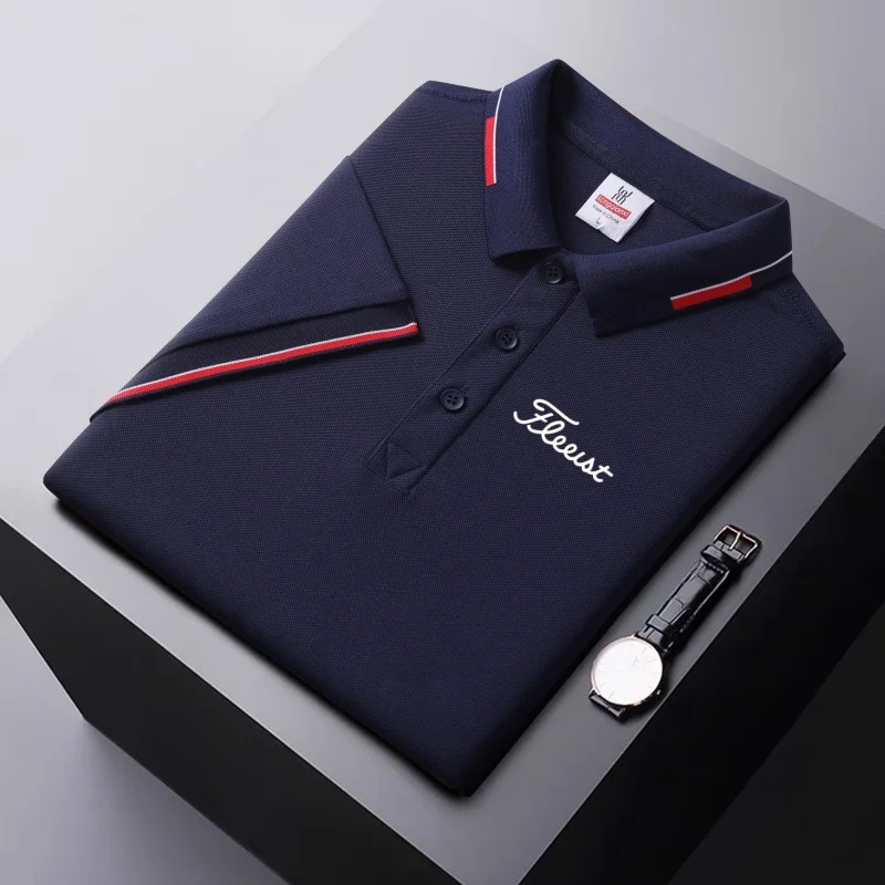 2024 New Golf Polo Collar Shirt Men\'s Top Luxury Business and Leisure Brand Breathable and Comfortable Short Sleeve Polo Shirt