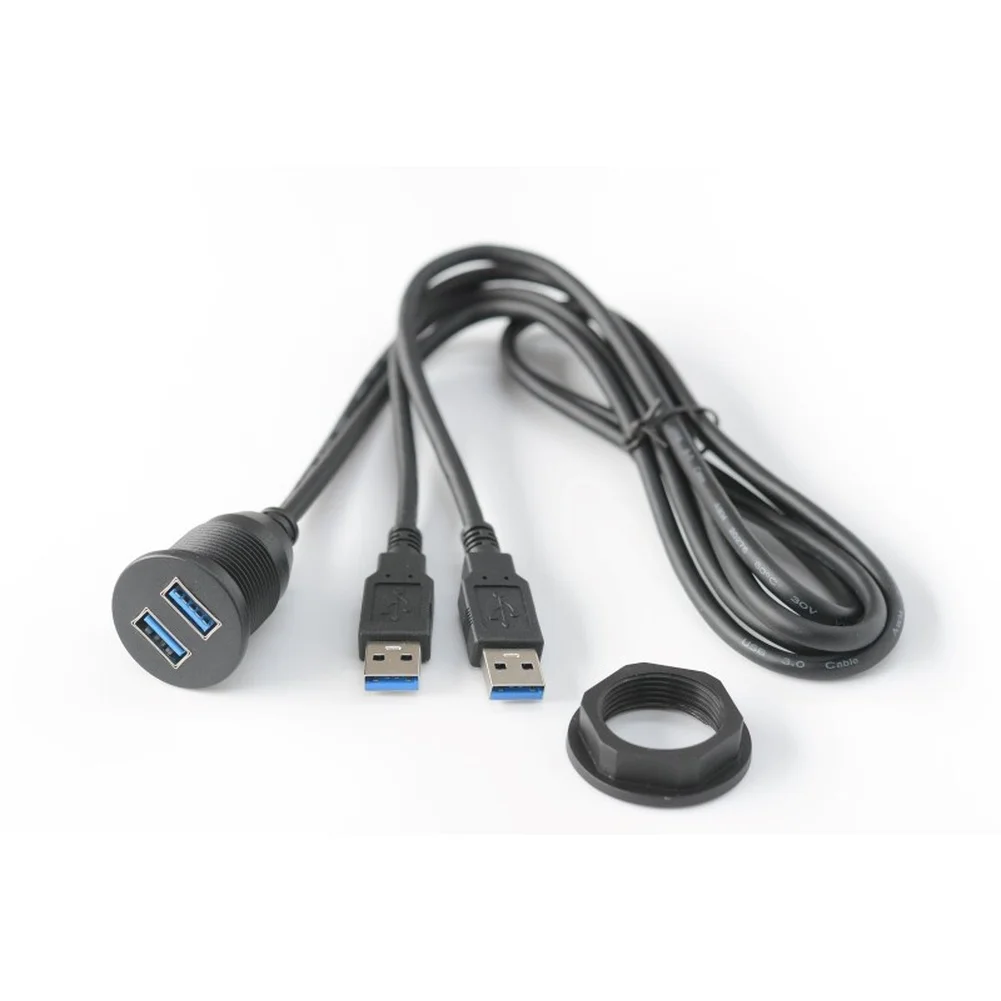 Car Dual USB3.0 Interface Round Socket Features Two Standard USB 3.0 Female Ports For Convenient Charging And Data Transfer.