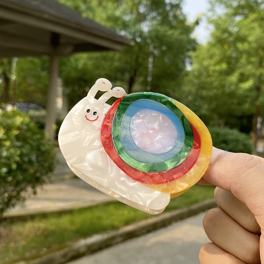 Clip per artiglio per capelli a forma di lumaca colorata in acetato carino per donne e ragazze, accessori per capelli spessi con coda di cavallo