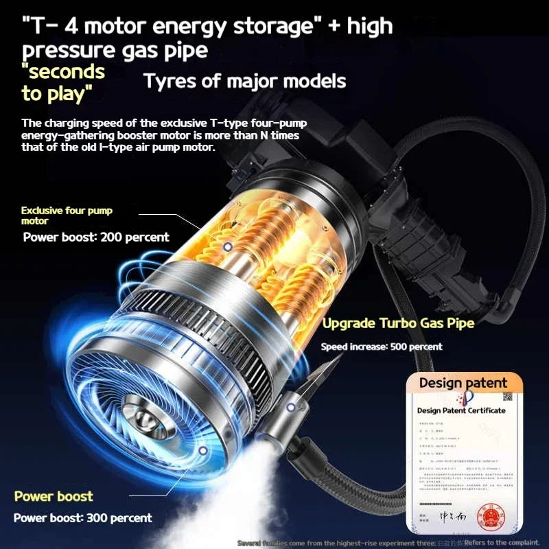 منفاخ لإطارات السيارة ضاغط هواء محمول 150PSI مضخة هواء رقمية AC220/110 فولت DC12V مع ضوء LED لسيارة دراجة نارية