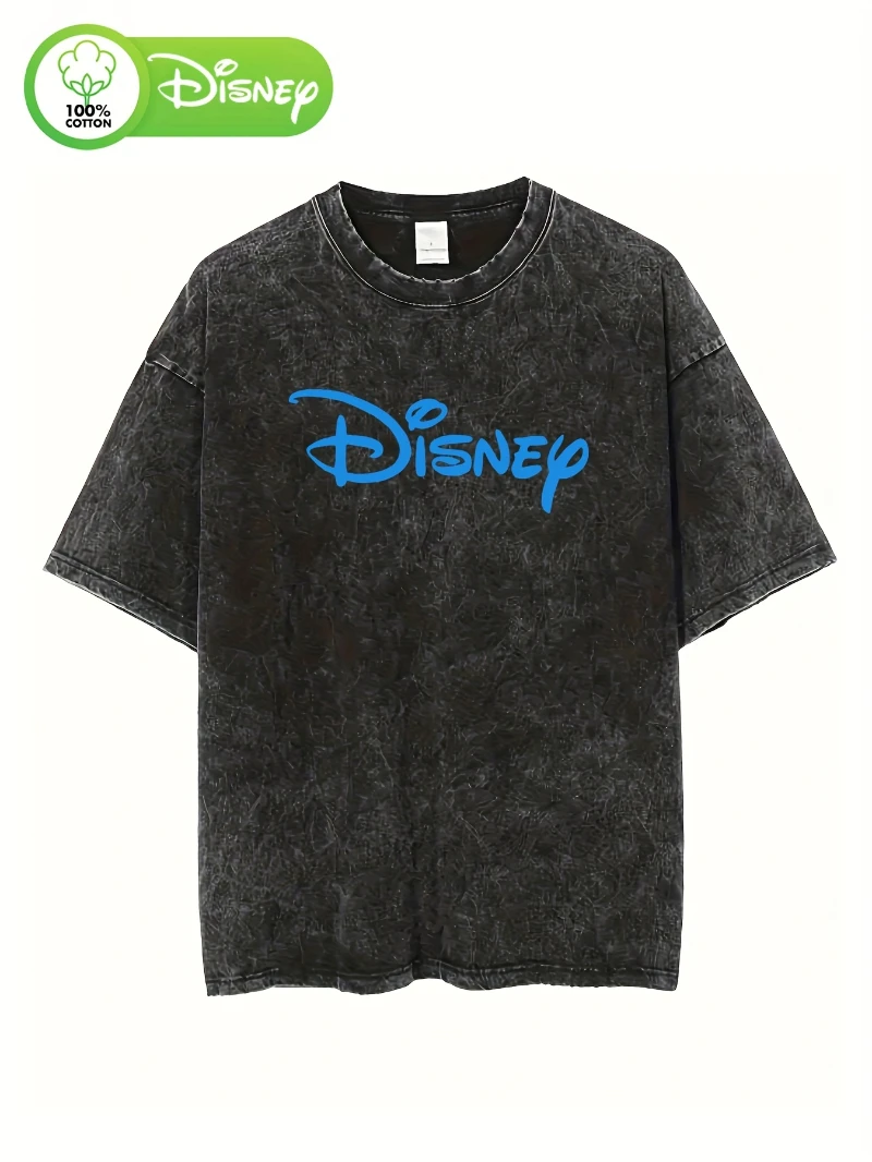 

Женская свободная футболка в стиле ретро Disney — повседневная футболка с короткими рукавами и принтом букв Диснея, весна/лето, осень/зима
