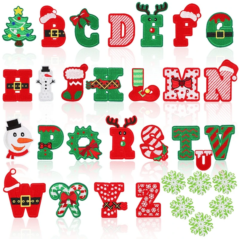 

Christmas diy Embroidery Cloth Patches Sewing ironing Bag Decoration Patch English Alphabet Logo clothing accessories Stickers