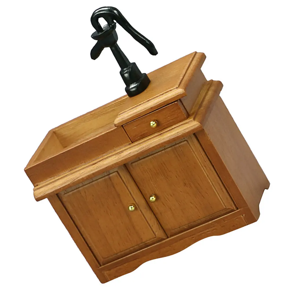 

Миниатюрный деревянный шкафчик для ванной комнаты, имитация умывальника, декор для мини-домика, реквизит для фотосъемки, украшение для дома, мебельный декор