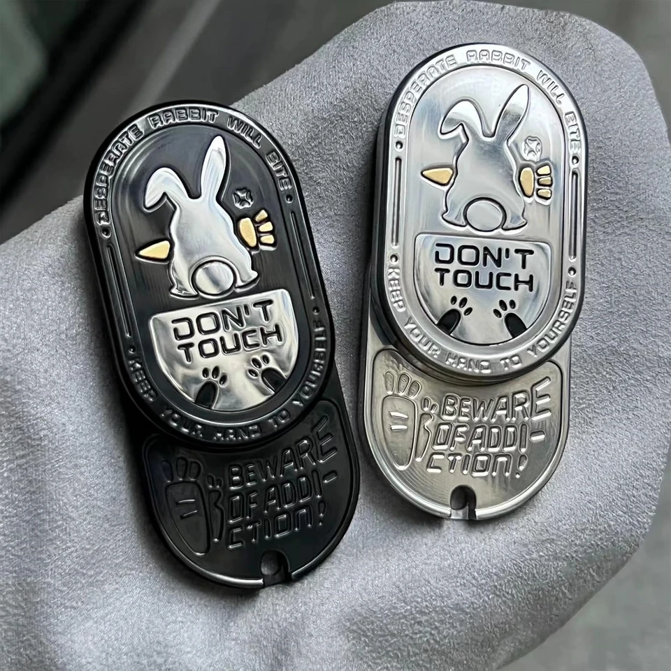 EDC ドントタッチウサギフィジェットスライダー触覚コイン無限回転