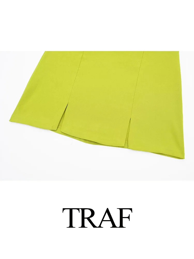 TRAF-تنورة صغيرة ذات خصر مرتفع ، ملابس الشارع الكلاسيكية ، أحادية اللون ، سحاب خلفي ، قصيرة ، أنيقة ، مثيرة ، موضة جديدة ،