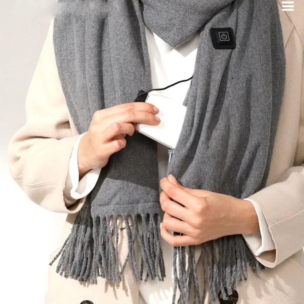 Fashion USB Charging Electric Heated Scarf Adjustable Temperature Unisex Warm Shawl Rechargeable Creative Electric Winter Warmer