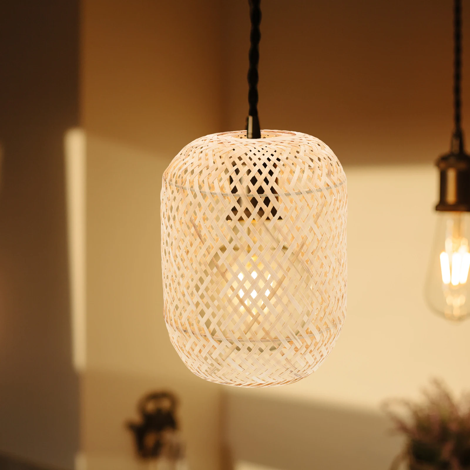 

Bamboo Lampshade Woven For Bedroom Desk Table Floor Lamp Replacement Decorative Light Shade Softens Lighting