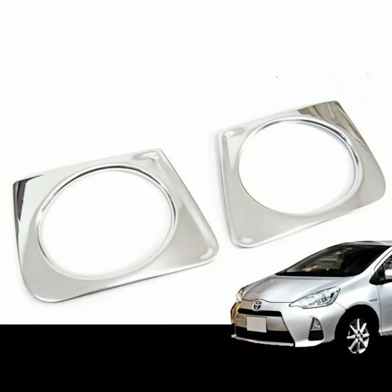 

2pcs Front Fog Lamp Led Cover Trim Fog Light Garnish Stainless Steel Accessories Car Styling for Toyota Prius C Aqua 2011-2014