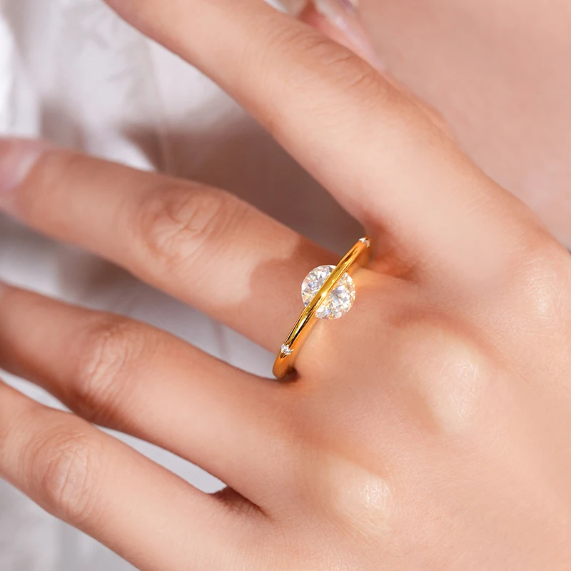 Huitan Moderne Mode 8MM Kubische Zirkonia Dünne Ringe für Frauen Hochzeit Verlobungsring Accessoires Minimalistischer Statement-Schmuck – Detail 6