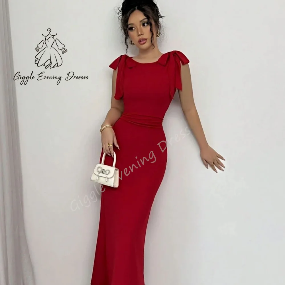 Giggle رقبة دائرية فيونكة بدون ظهر بدون أكمام طول الكاحل فساتين زفاف نسائية أنيقة وجميلة فساتين عروس حورية البحر