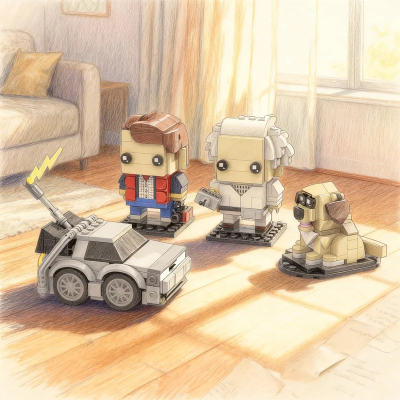 

Набор строительных блоков Brickheadz «Назад в будущее, часть I», 528 деталей, модель MOC, конструктор, идея для подарка на Рождество, развивающая игрушка