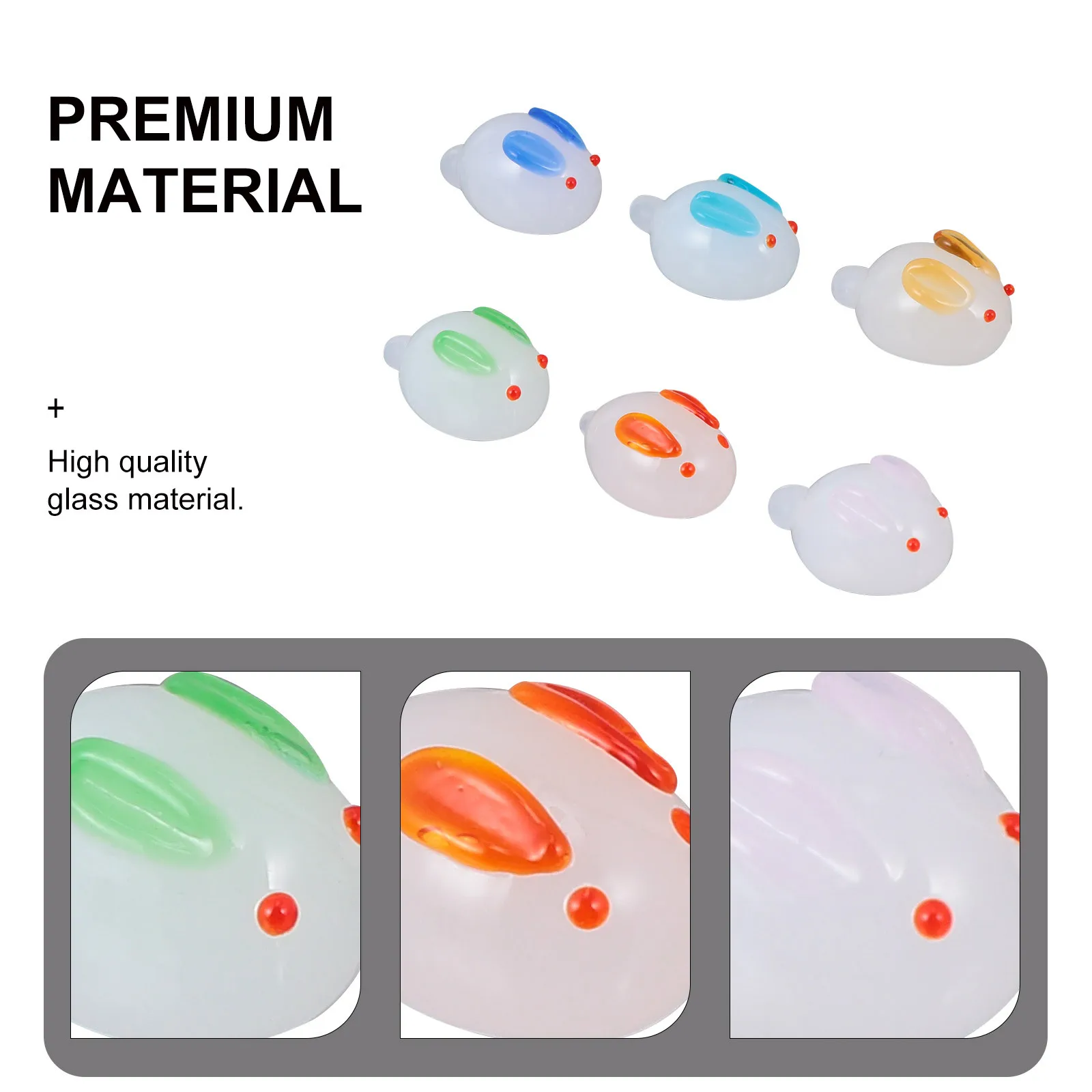 

12 шт., высококачественные стеклянные украшения в виде кролика, изготовление бусин своими руками, приятные для кожи, прочные мини-фигурки для дома, сада, офиса, декора