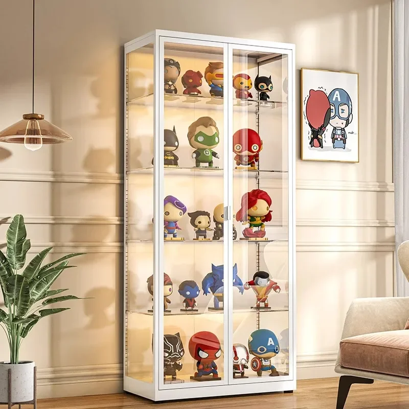 Figure Household Display Cabinet Glass Door Dust-proof Book Storage   Cabinet Bag Toy Ornament
