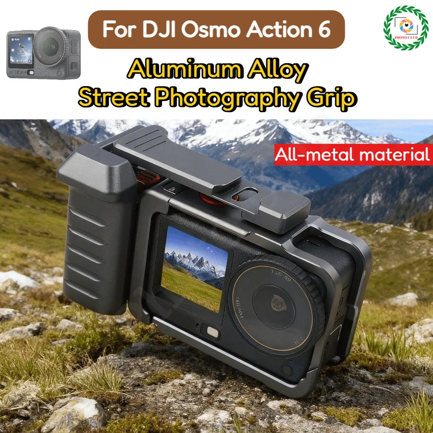 سبائك الألومنيوم الشارع التصوير قبضة ل DJI Osmo Action 6 المغناطيسي الإفراج السريع قفص قبضة عدة ل DJI Action 6 الملحقات