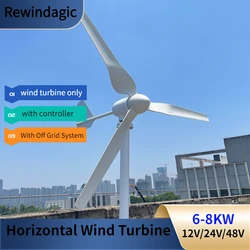 China Factory 8000W Wind Turbine Generator With Waterproof Wind Controller for Home Use Low Start-up Windmill Speed