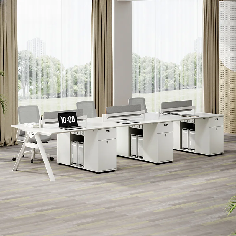 

-Современная офисная мебель, Китай, 4-местный офисный стол, рабочая станция, офисный стол и набор стульев с выдвижным ящиком с паролем