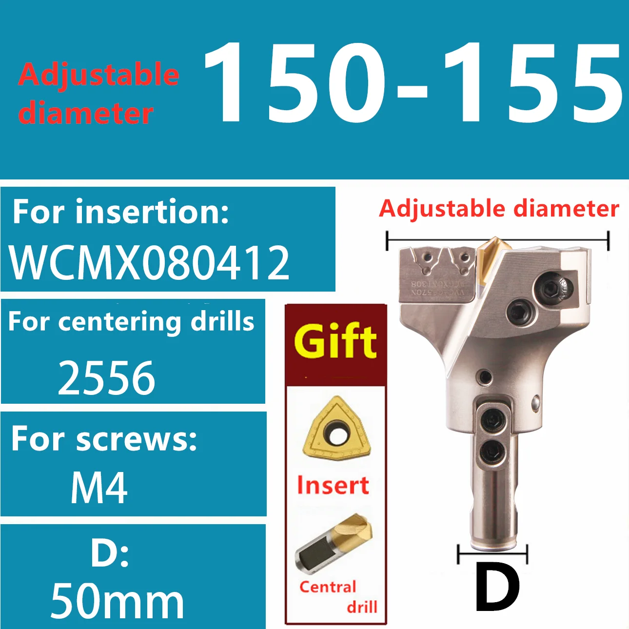 VMD verstelbare diepgat indexeerbare boor met grote diameter 45-160 mm U-boor boorgereedschap voor WCMX WCMT inbrengen