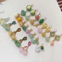 Sand Gold Pendant Pendant Jade Chalcedony Safety Buckle, Lotus Canopy DIY Bracelet Accessory, Small Slip Bracelet Accessory