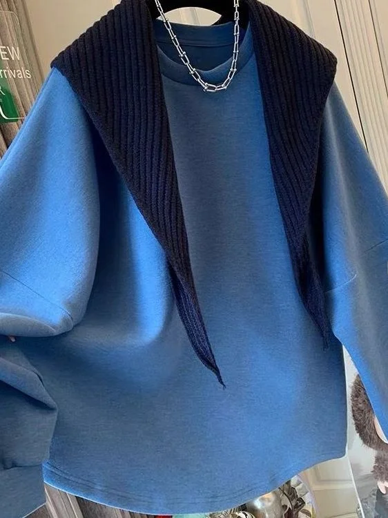 

plus Size Women's Thiened Knitted Sweatirt Set Fce Lined Autumn Winter Slimming Meat Concealing Outerwear Casual Wear