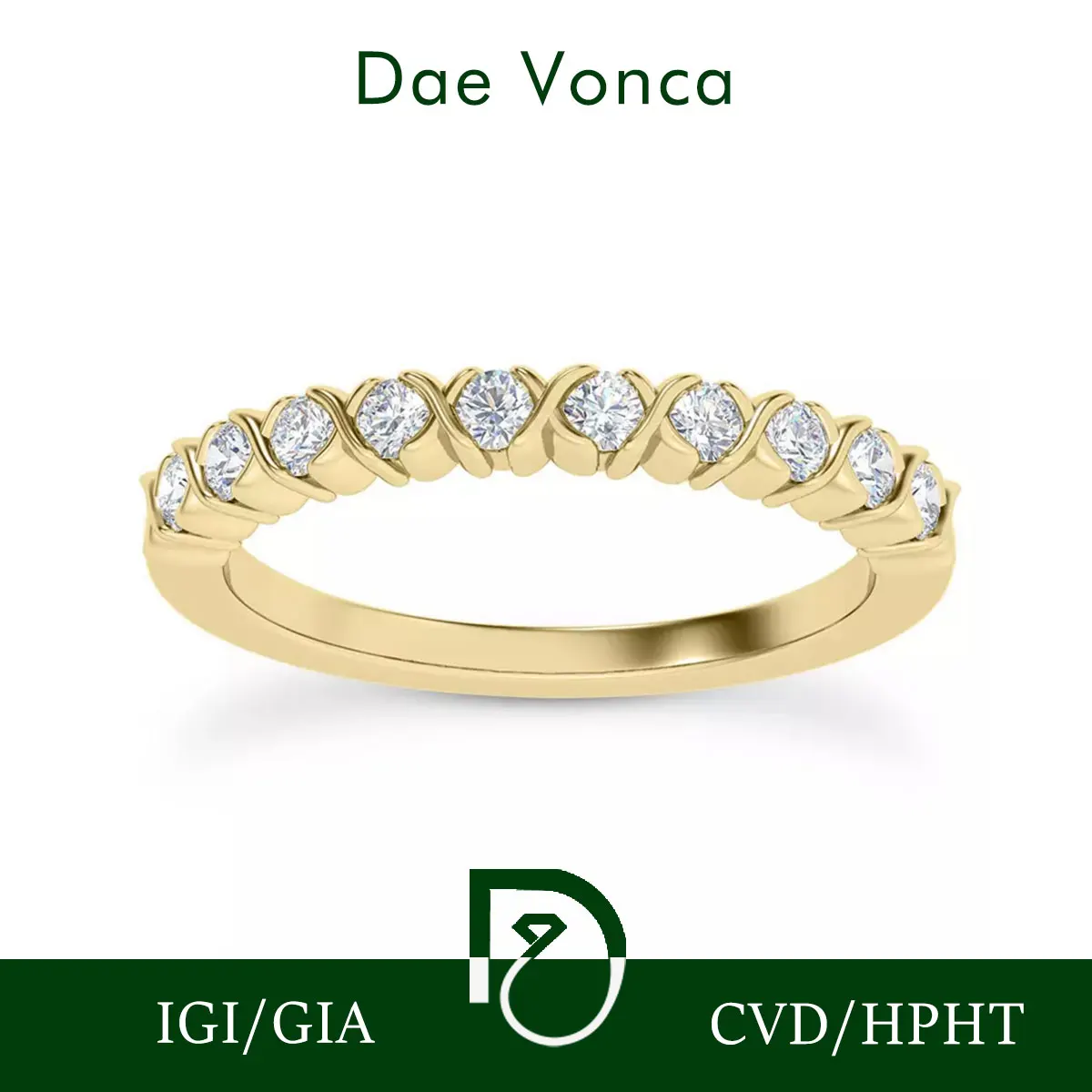 

Dae Vonca Round Cut Diamond Ring In 9K/14K/18K Yellow Gold Unique Lab Grown Diamond Band IGI Certified Wedding Ring For Women
