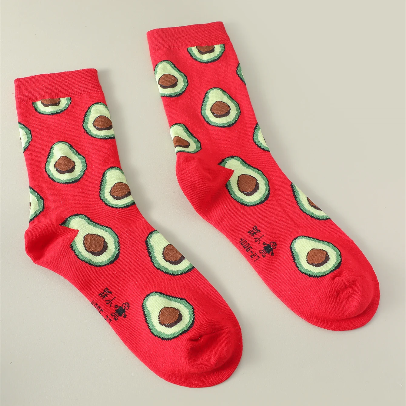 2 Pairs Women Men\'s Socks Avocado Fruit Pattern Cartoon Funny Socks Soft Breathable Cotton Crew Couple Socks EU39-42