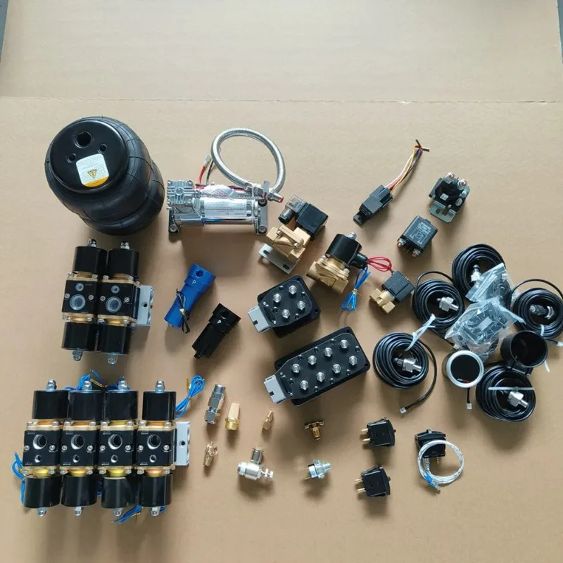 

Universal Air Ride Suspension Kit - Complete Set with Air Springs & Shock Absorbers for Height Adjustment