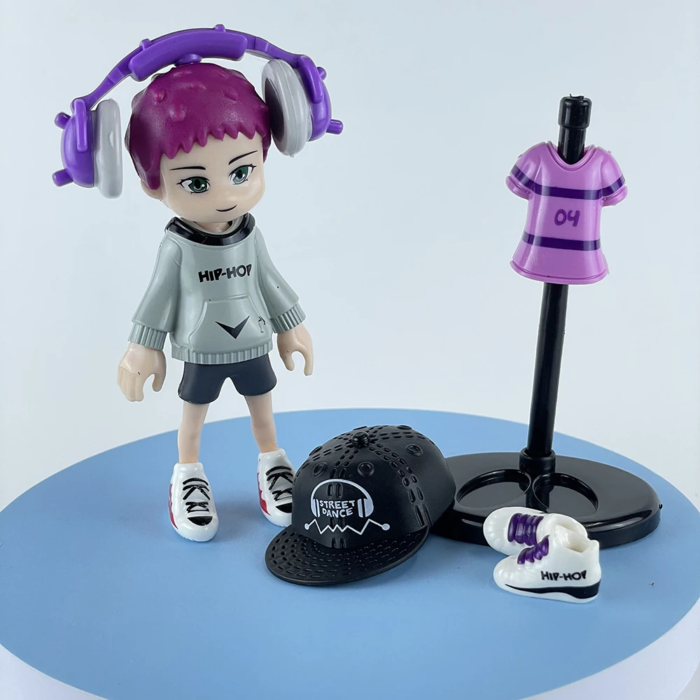 New Hip-hop Boy Doll Action Figure Toys With Fashion Clothes Hat Headphones Shoes DIY Accessories Dress Up Doll For Kids Gift