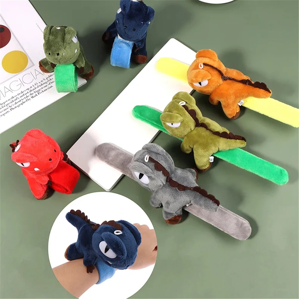 7 Farben, Dinosaurier Plüsch Stofftier Armband Gürtel Geschenk, 9CM ca. Plüsch Hand Slap Doll Spielzeug