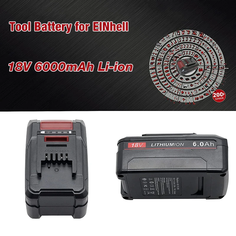 6000mAh 18V Li-ion Replacement EIN18C2 Battery for EINHELL Power X-change PX-BAT4 PX-BAT52 PXBP-600 PXBP-300 TE-HD18Li TE-RS18Li