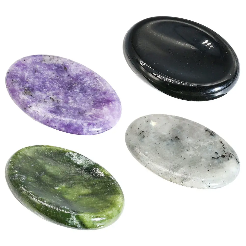

4Pcs Facial Gua Sha Board Natural Crystal Scraping Plate Muscle Pain Massage Tool Relaxation Thumb Stone
