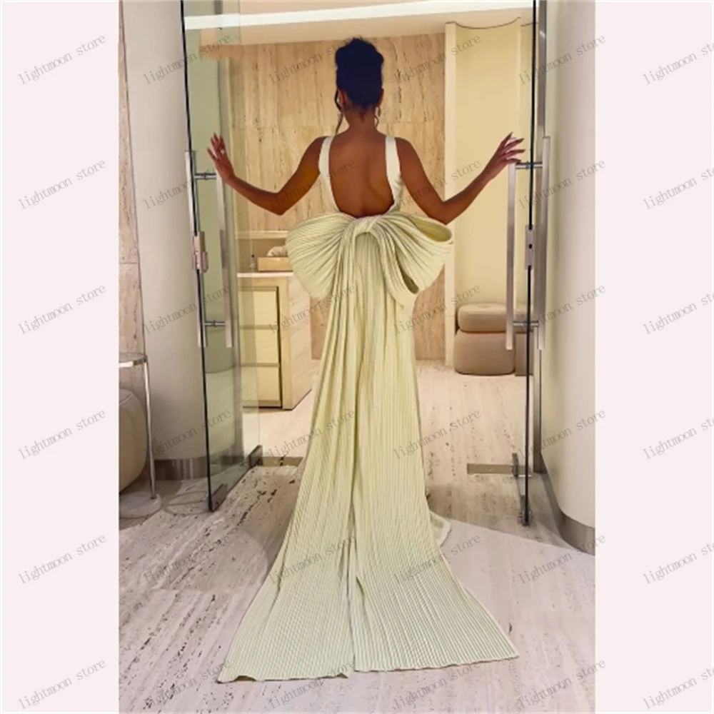 Graceful Prom Dress Glamorous Evening Dress Bow Decorate Backless Simple Ball Gowns Satin Robes For Party 2024 Vestidos De Gala