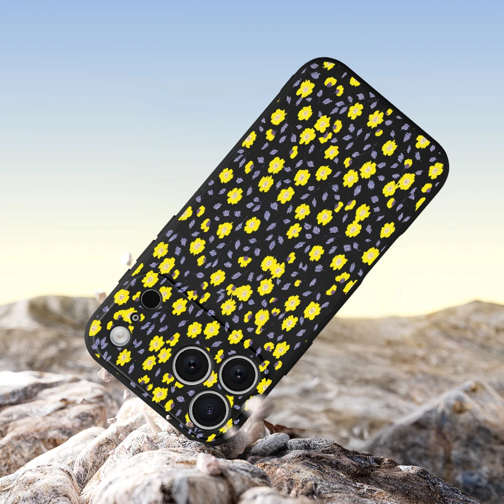 아이폰17 프로맥스 17 에어 16 15 14 13 12 11 프로 맥스 XS 맥스7 8 플러스 16e 16 플러스 TPU 커버 코크 라이트 옐로우 플라워 폰 케이스