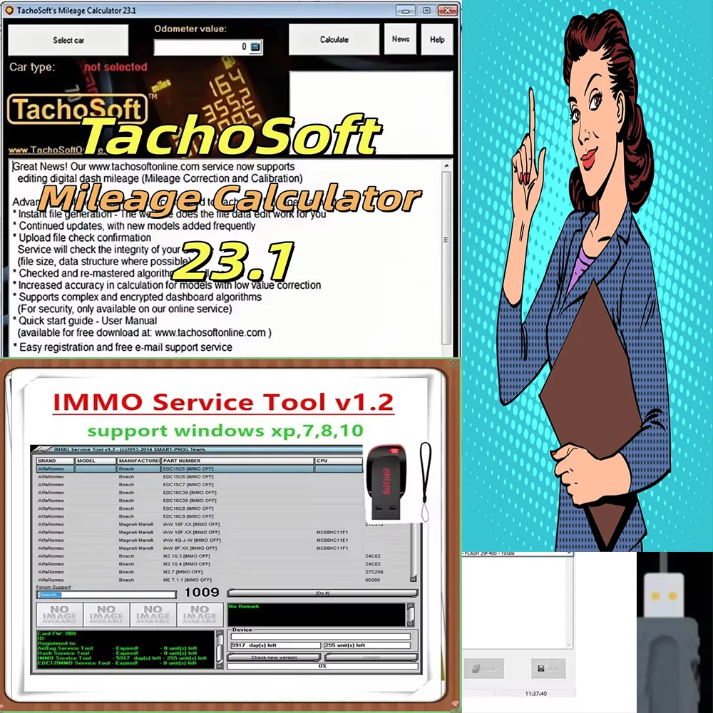 

2026 Calculadora de kilometraje TachoSoft V23.1 y herramienta Immo V1.2 Odómetroy herramienta de código PIN IMMO para EDC15/16
